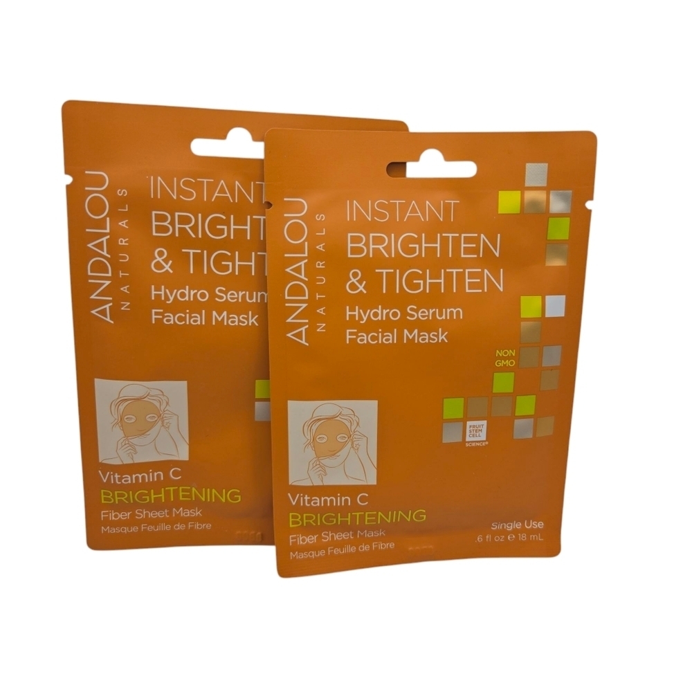 ANDALOU Naturals Instant Brighten Tighten Vitamin C Hydro Serum Facial Masks (2)
